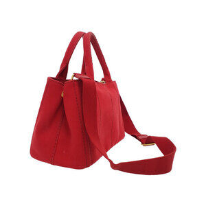 Prada handbag Canapa Red 2way top canvas Tote handles